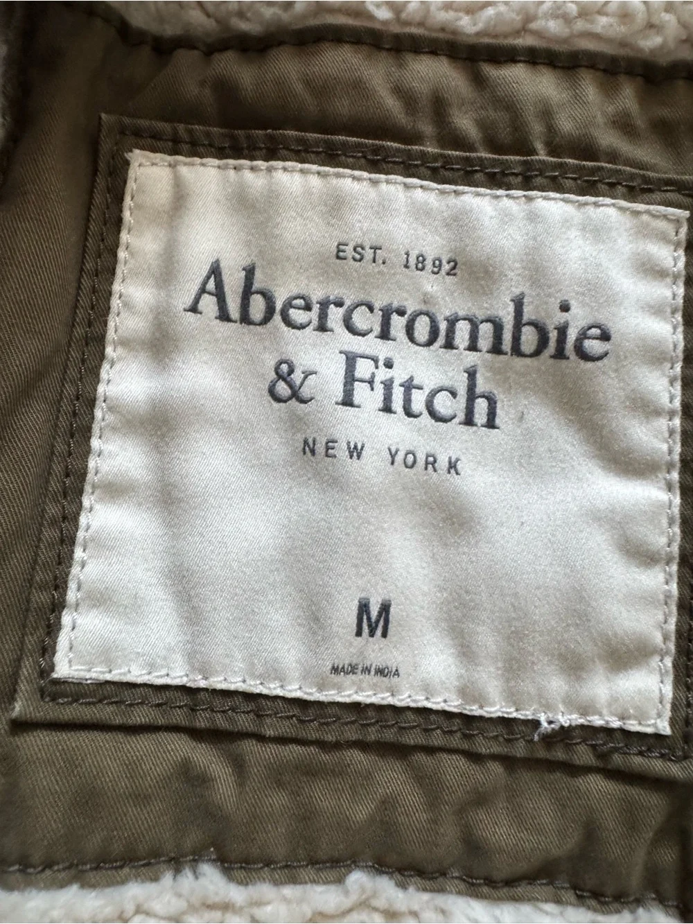 Abercrombie Fitch Cliff Mountain Sherpa Lined Twill Military Coat Olive Jacket M